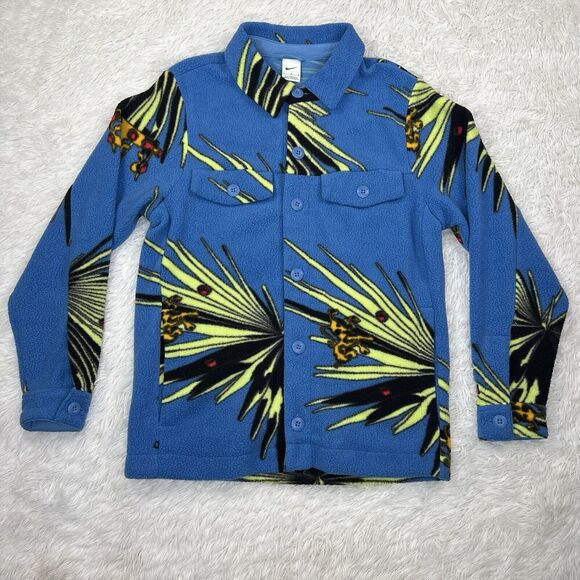 Nike x‎ Lebron James Sherpa Mens Button Up Jacket Fleece Blue DA6707-469 Size M - Picture 1 of 13